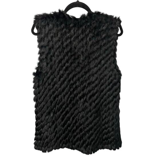 Linda Richards Luxury 100% Rabbit Fur Vest Black Womens Large AS IS - Picture 5 of 6